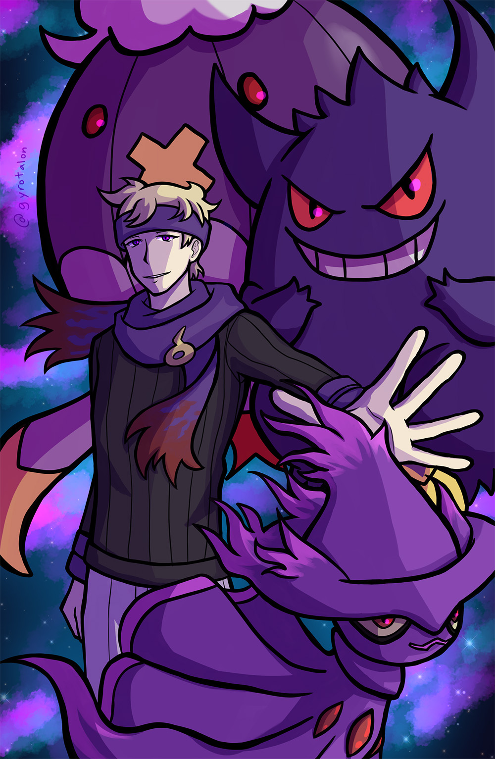 Fan Art of Morty, Drifloon, Gengar, and Mismagius from Pokemon